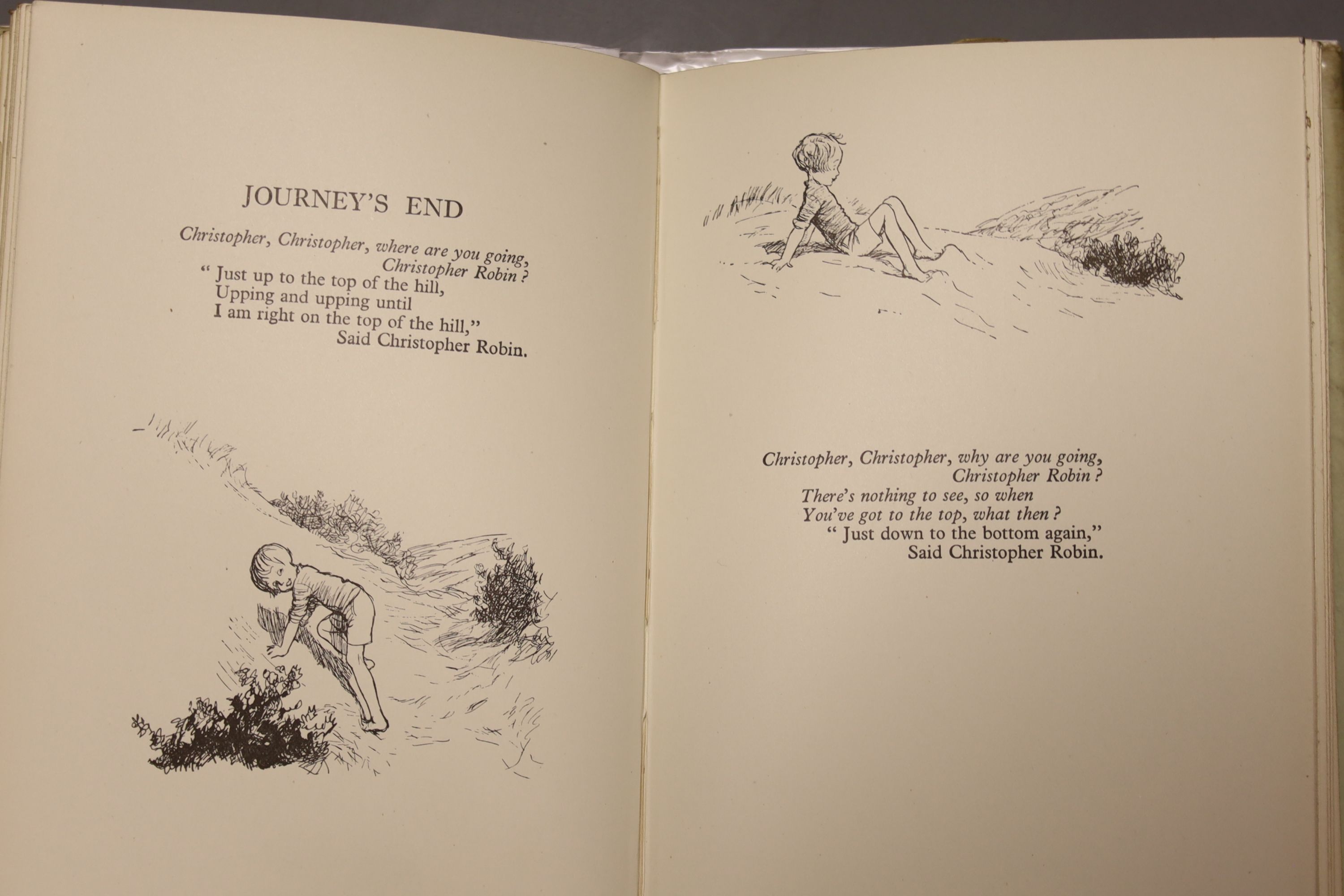 Milne, A.A., 'Winnie The Pooh', 8 vols, (d.j. present, some tears and losses, Methven & Co. Ltd., 2nd edition, together with Milne, A.A. 'Now We Are Six', 8 vols (d.j. present, some minor tears and losses, Methven & Co.,